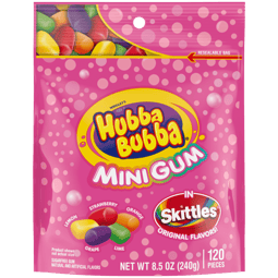 HUBBA BUBBA Mini Gum in Skittles Original Flavors, 120 CT Resealable Bag image