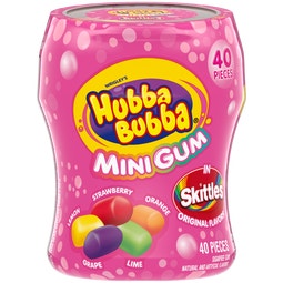 HUBBA BUBBA Mini Gum in Skittles Original Flavors, 40 CT Bottle image