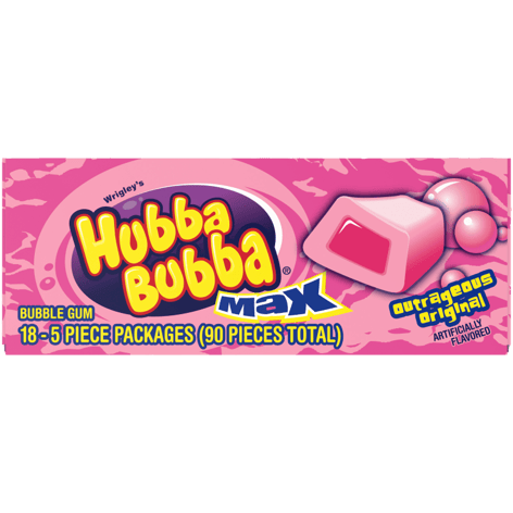 HUBBA BUBBA Max Original Bubble Gum, 5 Piece (18 Packs)
