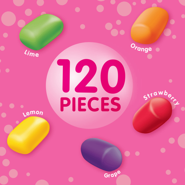 HUBBA BUBBA Mini Gum in Skittles Original Flavors, 120 CT Resealable Bag