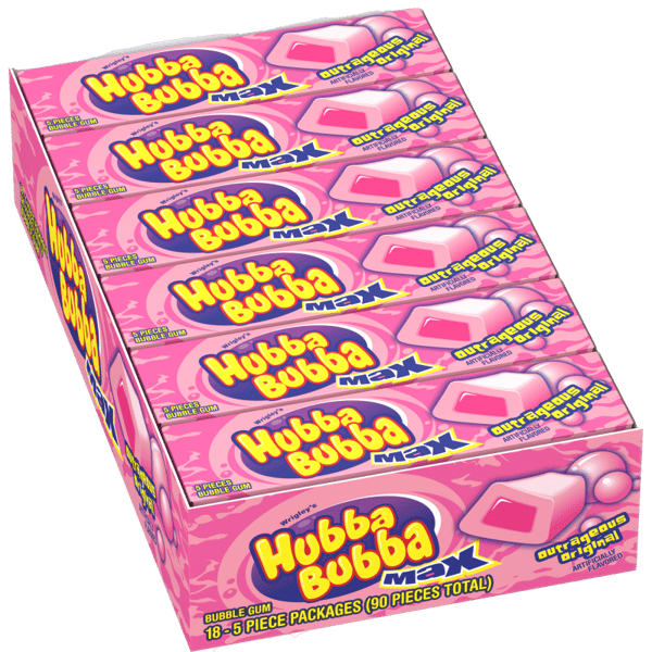 HUBBA BUBBA Max Original Bubble Gum, 5 Piece (18 Packs)