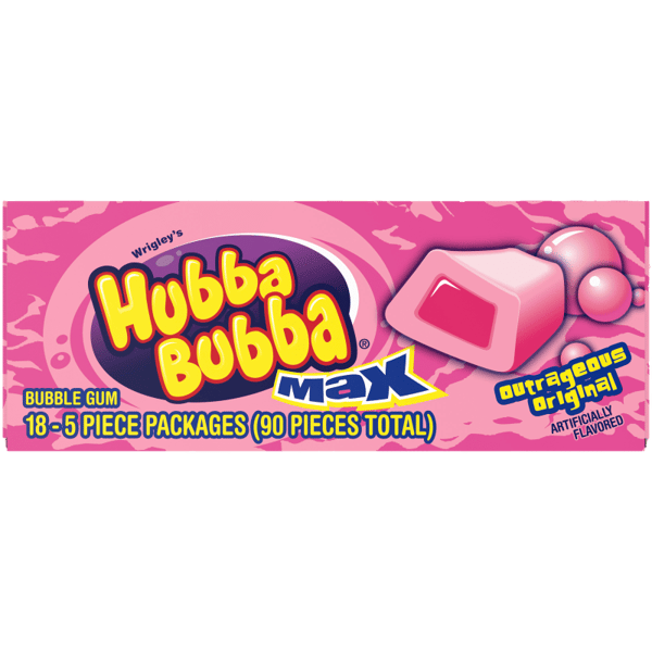 HUBBA BUBBA Max Original Bubble Gum, 5 Piece (18 Packs)