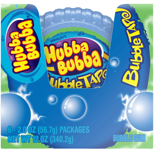 HUBBA BUBBA Sour Blue Raspberry Bubble Gum Tape, 2 oz (6 Packs)
