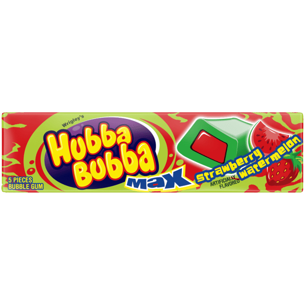 HUBBA BUBBA Max Strawberry Watermelon Bubble Gum, 5 Piece Pack